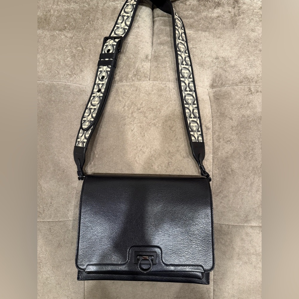 Salvatore Ferragamo Black Leather Crossbody Bag